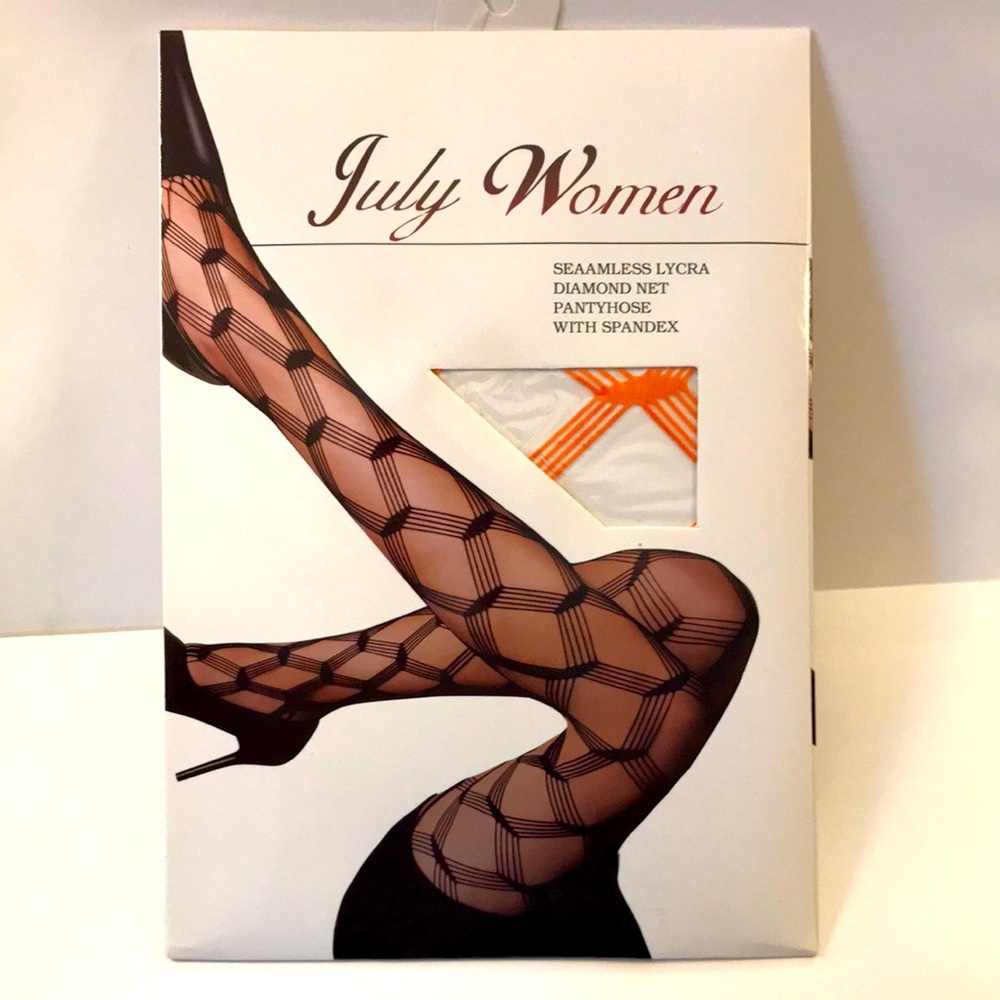 Orange Diamond Net Pantyhose by July Women